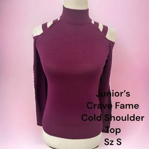 *Crave Fame* Cold Shoulder Thin Sweater Plum Colored Size S Never worn!